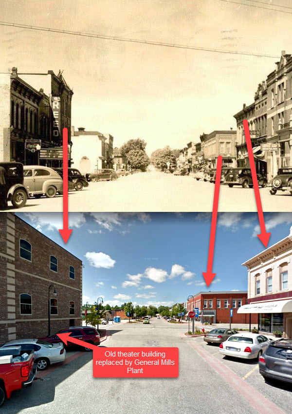 Reed Theatre - Then And Now - Old Theater Replaced By General Mills Plant